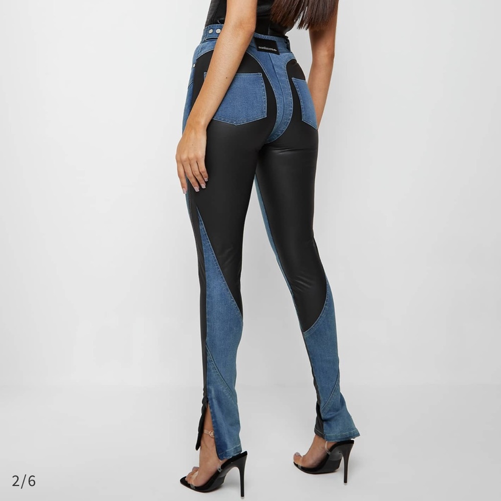 Jean and black leather maniere de voir